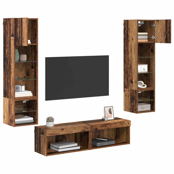 TV-Wandmöbel 6 stk. Altholz Holzwerkstoff