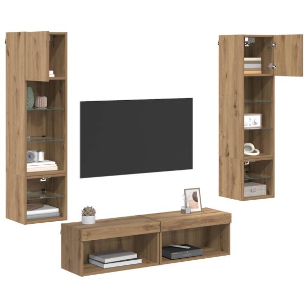 TV-Wandmöbel 6 stk. Artisan-Eiche Holzwerkstoff