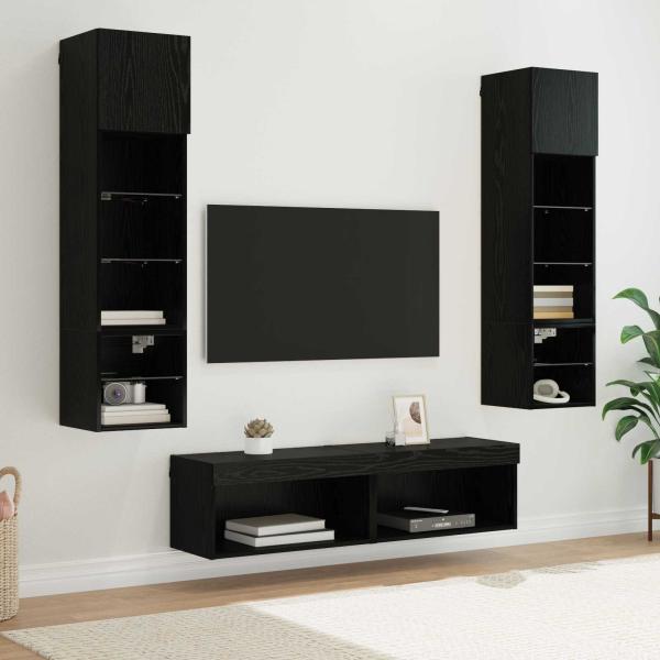 ARDEBO.de - TV-Wandmöbel 6 Stk. Schwarz Eichen-Optik Holzwerkstoff