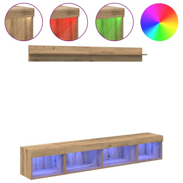 TV-Wandregal-Set 5 Stk. Artisan-Eiche Holzwerkstoff