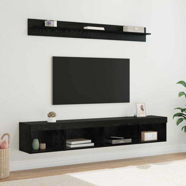 ARDEBO.de - TV-Wandregal-Set 5 stk. Schwarz Eichen-Optik Holzwerkstoff