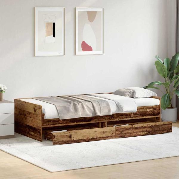 Bettrahmen Altholz 90 x 200 cm Massives Kiefernholz