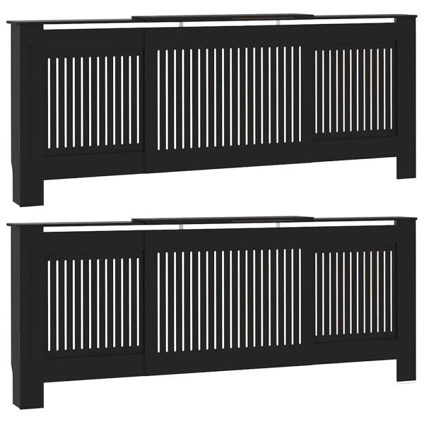 Heizkörperabdeckung 2 Stk. Schwarz 205 x 20,5 x 81,5 cm