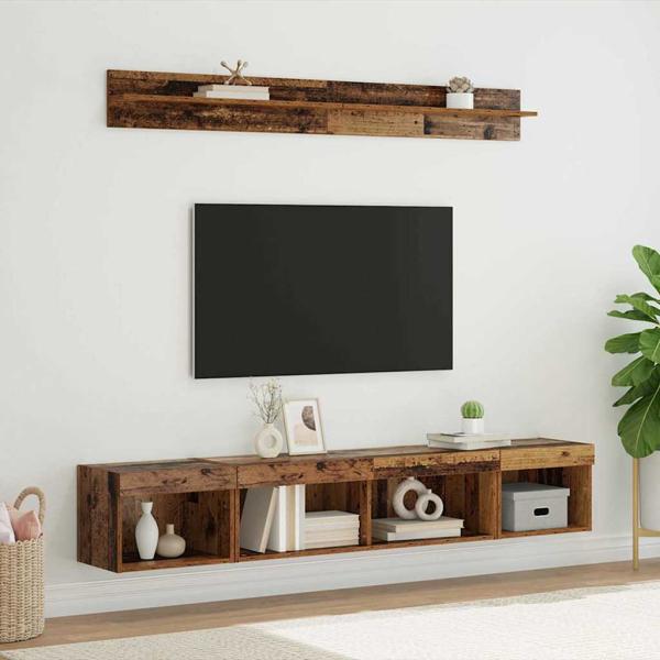 ARDEBO.de - TV-Wandregal-Set 5 stk. Altholz Holzwerkstoff