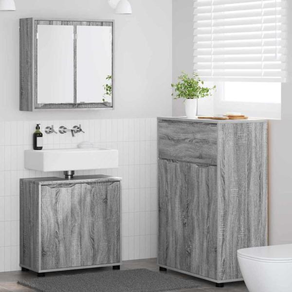 ARDEBO.de - Badezimmermöbel-Set 3 stk. Graues Sonoma 72,5 x 36,5 x 100 cm