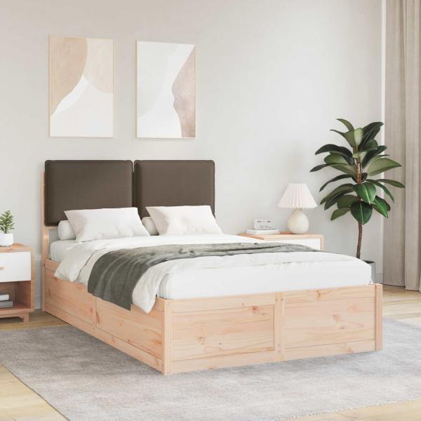 ARDEBO.de - Bettgestell mit gepolstertem Kopfteil Taupe 120 x 190 cm