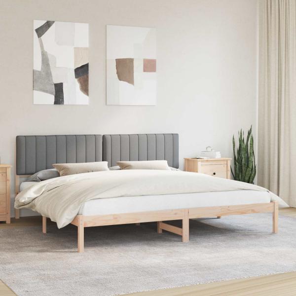 ARDEBO.de - Bettgestell mit gepolstertem Kopfteil Hellgrau 200 x 200 cm