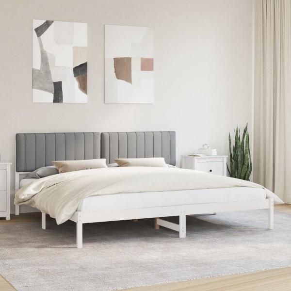 ARDEBO.de - Bettgestell mit gepolstertem Kopfteil Hellgrau 200 x 200 cm