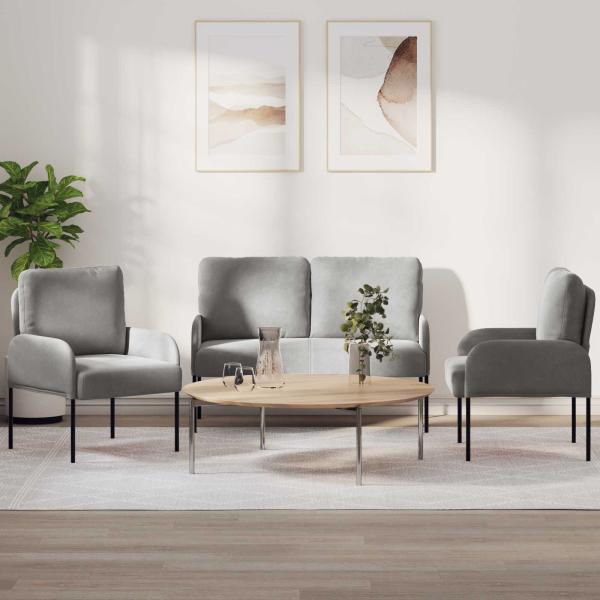 ARDEBO.de - Sofagarnituren 3 stk. Hellgrau Sperrholz