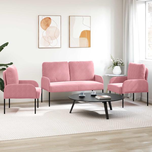 Sofagarnituren 3 Stk. Rosa Sperrholz