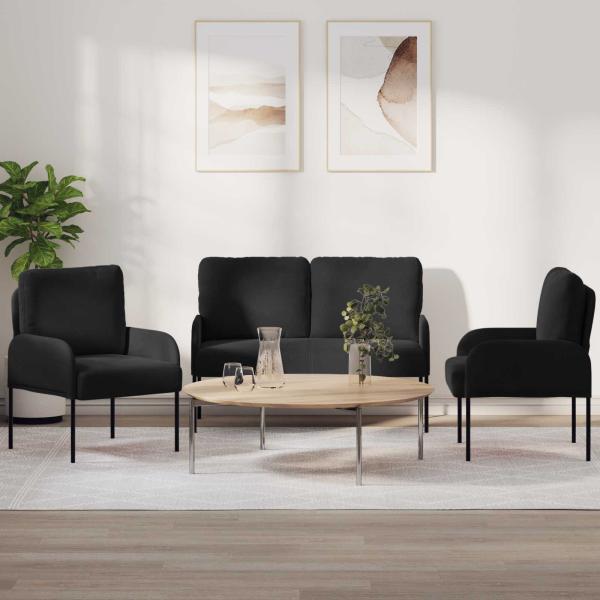 ARDEBO.de - Sofagarnituren 3 stk. Schwarz Sperrholz