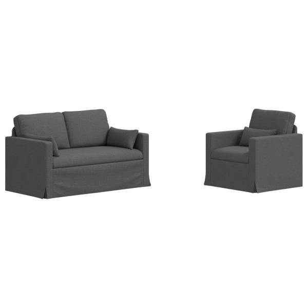 Sofa Set 2 stk. Dunkelgrau Stoff