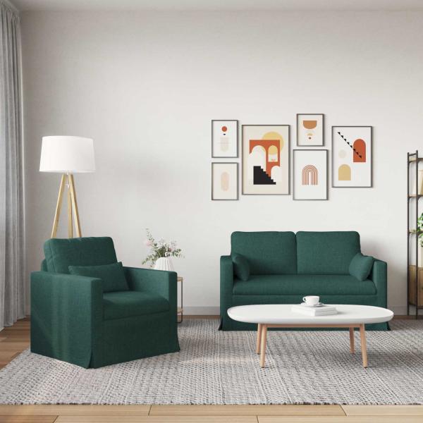 Sofa Set 2 stk. Dunkelgrün Stoff