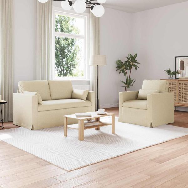 ARDEBO.de - Sofa Set 2 stk. Creme Stoff