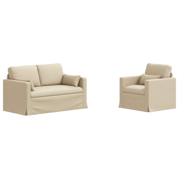 Sofa Set 2 stk. Creme Stoff