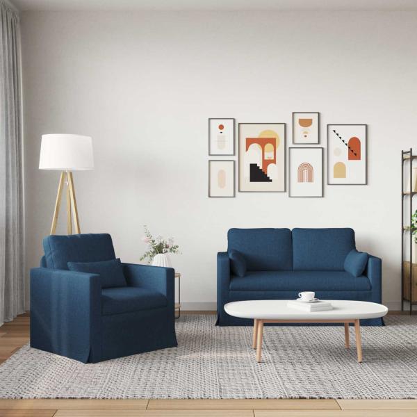 Sofa Set 2 stk. Blau Stoff