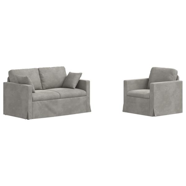 Sofa Set 2 stk. Hellgrau Samt