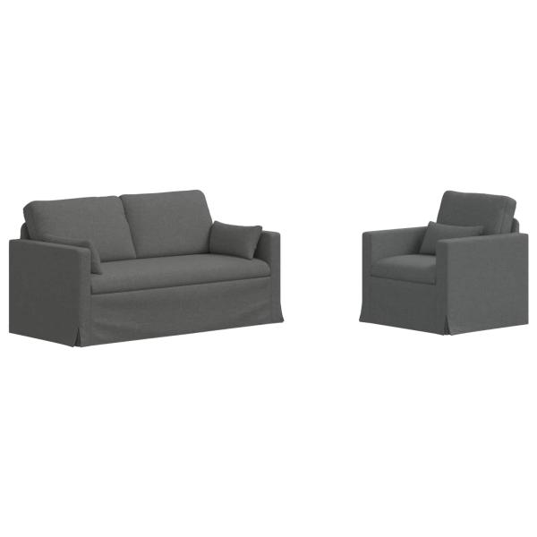 Sofa Set 2 stk. Dunkelgrau Stoff