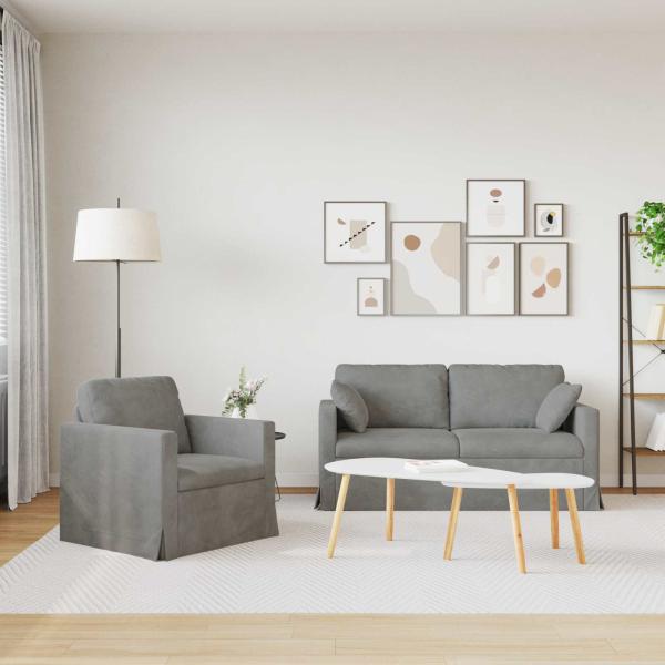 Sofa Set 2 stk. Hellgrau Samt