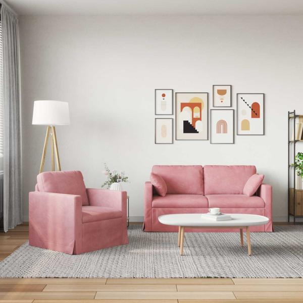 Sofa Set 2 stk. Rosa Samt