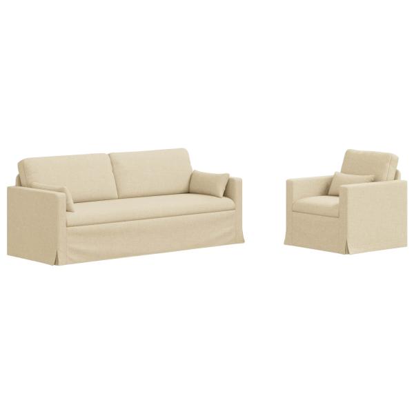 Sofa Set 2 stk. Creme Stoff