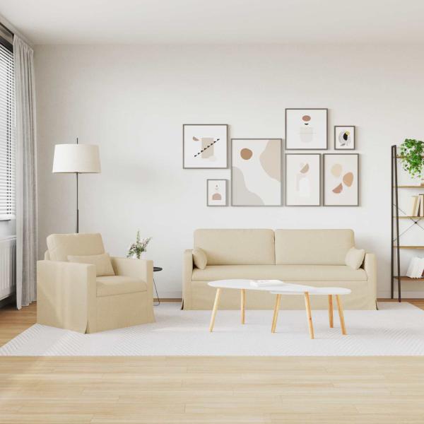 Sofa Set 2 stk. Creme Stoff