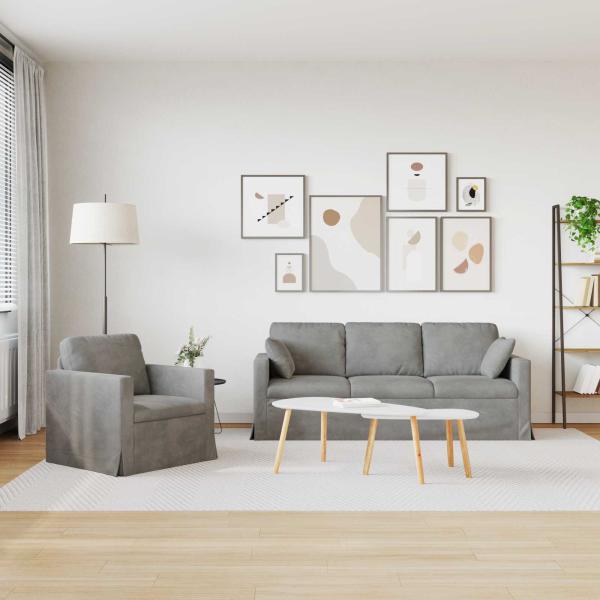Sofa Set 2 stk. Hellgrau Samt