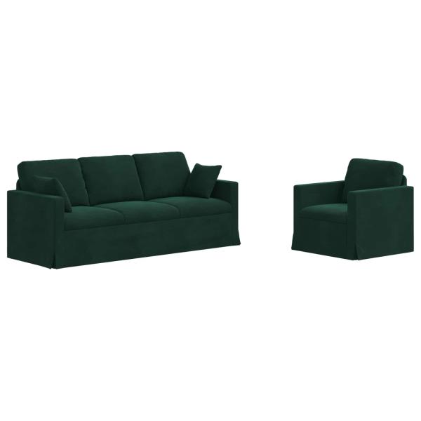 Sofa Set 2 stk. Dunkelgrün Samt