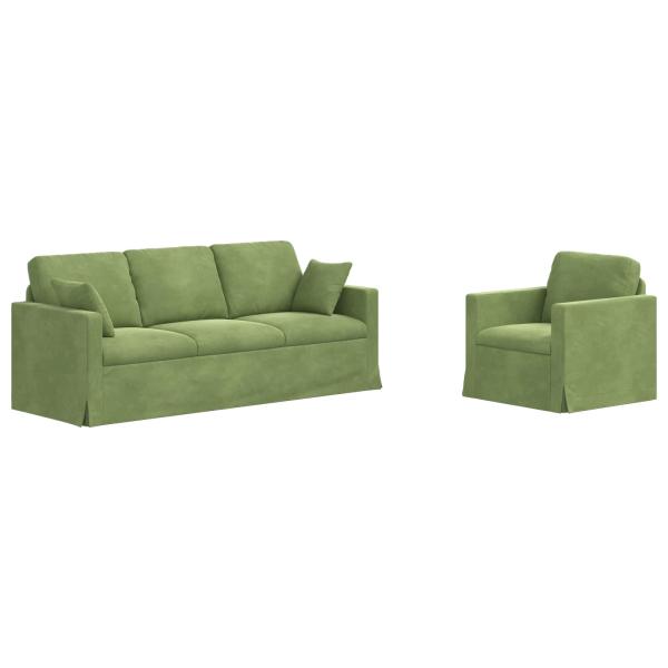 Sofa Set 2 stk. Hellgrün Samt