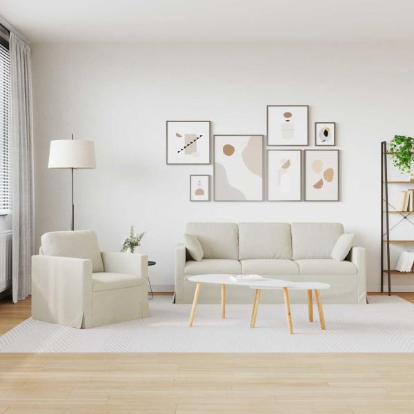 Sofa Set 2 Stk. Creme Samt