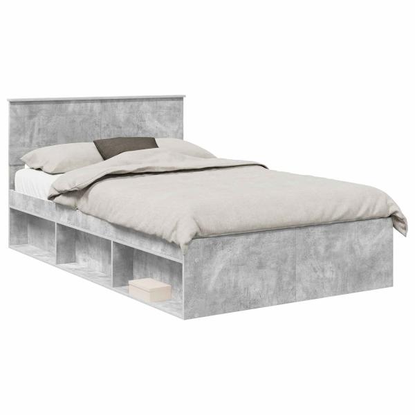 Bettrahmen mit Kopfteil Beton Grau 135 x 190 cm Holzwerkstoff
