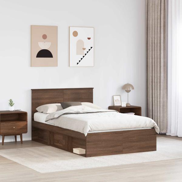 Bettrahmen Braun Eichen-Optik 120 x 190 cm Holzwerkstoff