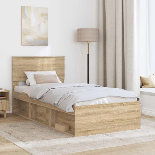 Bettrahmen mit Kopfteil Sonoma-Eiche 75 x 190 cm Holzwerkstoff