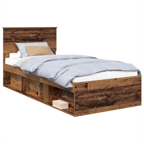 Bettrahmen mit Kopfteil Altholz 75 x 190 cm Holzwerkstoff