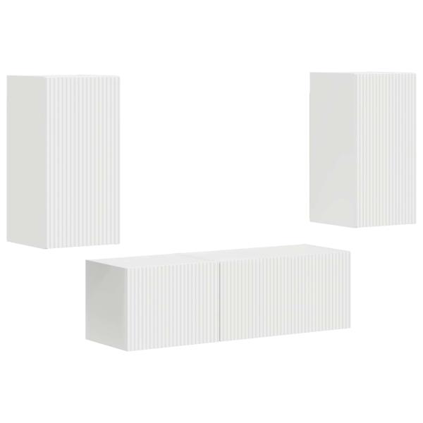 TV-Wandregal-Set 4 stk. Weiß Holzwerkstoff