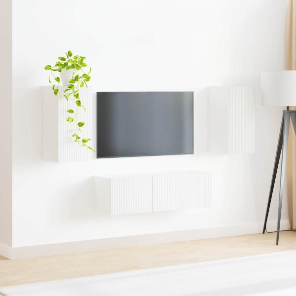 TV-Wandregal-Set 4 stk. Weiß Holzwerkstoff