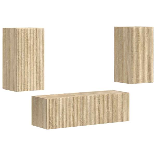 TV-Wandregal-Set 4 Stk. Sonoma-Eiche Holzwerkstoff