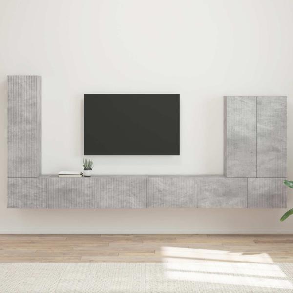 ARDEBO.de - TV-Wandregal-Set 6 Stk. Beton Grau