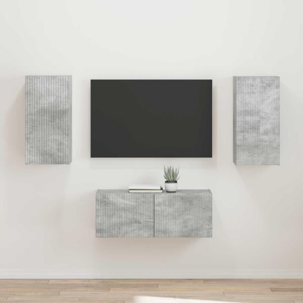 ARDEBO.de - TV-Schrankset 2 Stk. Beton Grau Holzwerkstoff