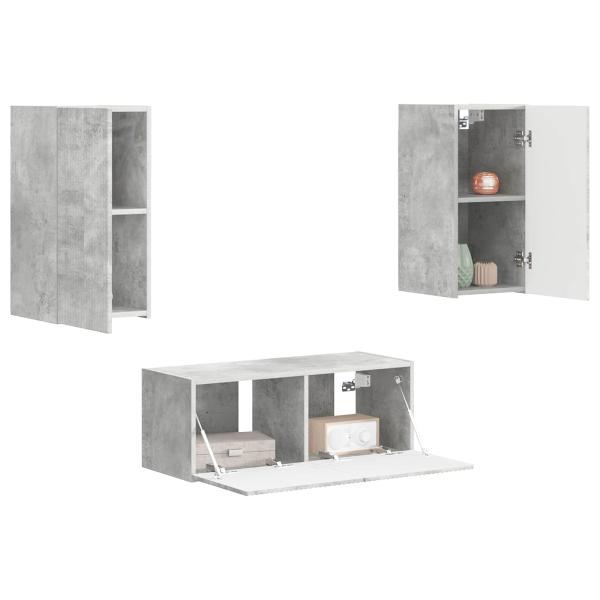 TV-Schrankset 2 Stk. Beton Grau Holzwerkstoff