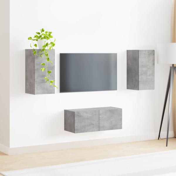 TV-Schrankset 2 Stk. Beton Grau Holzwerkstoff