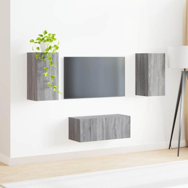 TV-Schrankset 2 Stk. Graues Sonoma Holzwerkstoff