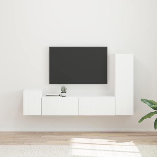 ARDEBO.de - TV-Schrankset 4 stk. Weiß Holzwerkstoff