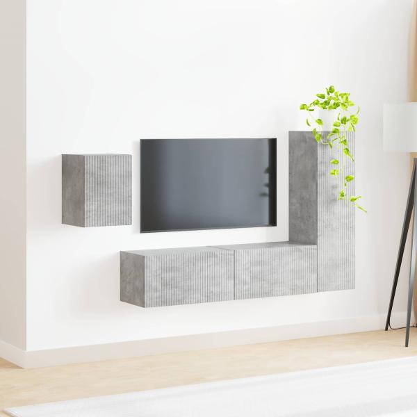 TV-Schrankset 4 Stk. Beton Grau Holzwerkstoff