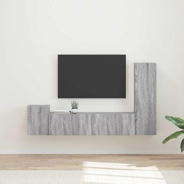 ARDEBO.de - TV-Schrankset 4 Stk. Graues Sonoma Holzwerkstoff