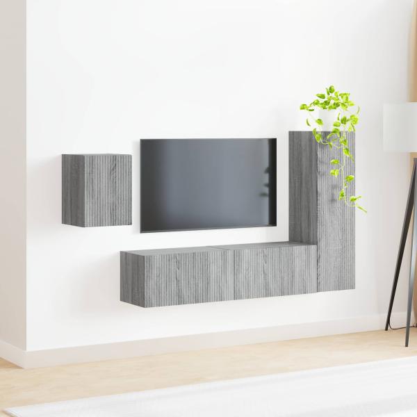TV-Schrankset 4 Stk. Graues Sonoma Holzwerkstoff