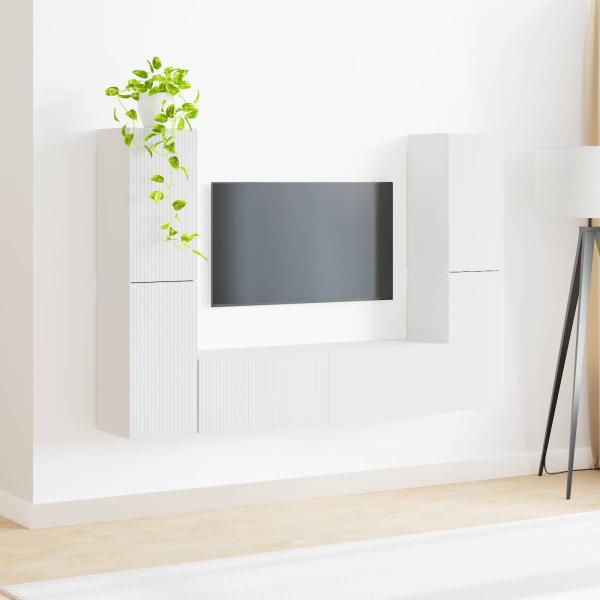 TV-Schrankset 6 Stk. Weiß Holzwerkstoff