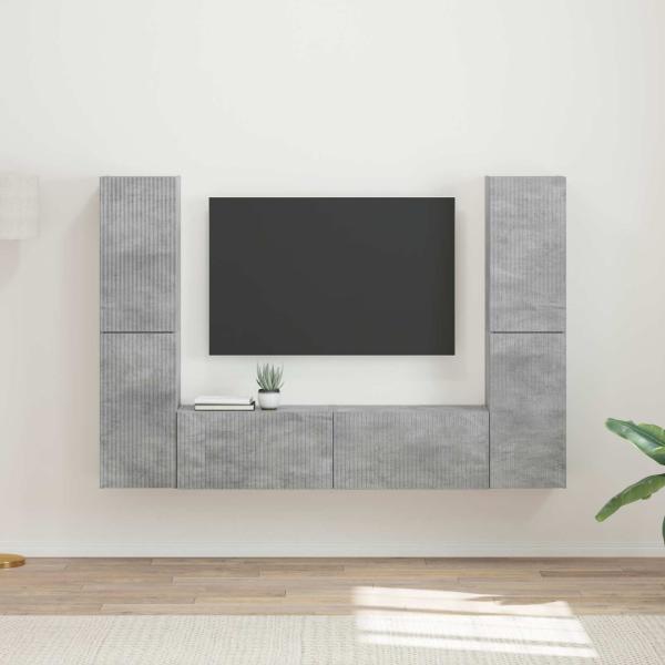 ARDEBO.de - TV-Schrankset 6 Stk. Beton Grau Holzwerkstoff
