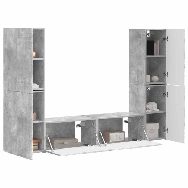 TV-Schrankset 6 Stk. Beton Grau Holzwerkstoff