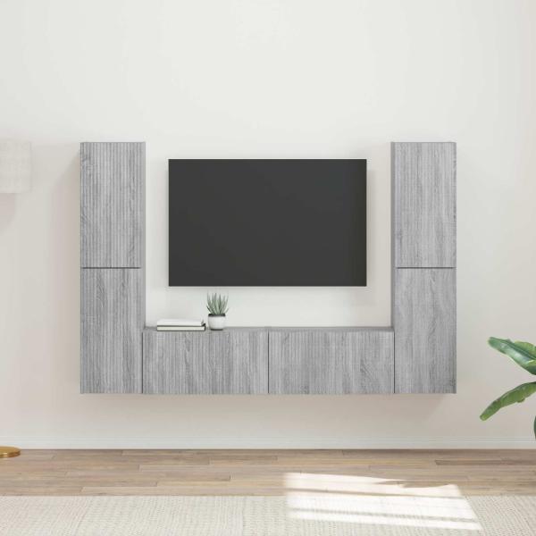 ARDEBO.de - TV-Schrankset 6 Stk. Graues Sonoma Holzwerkstoff